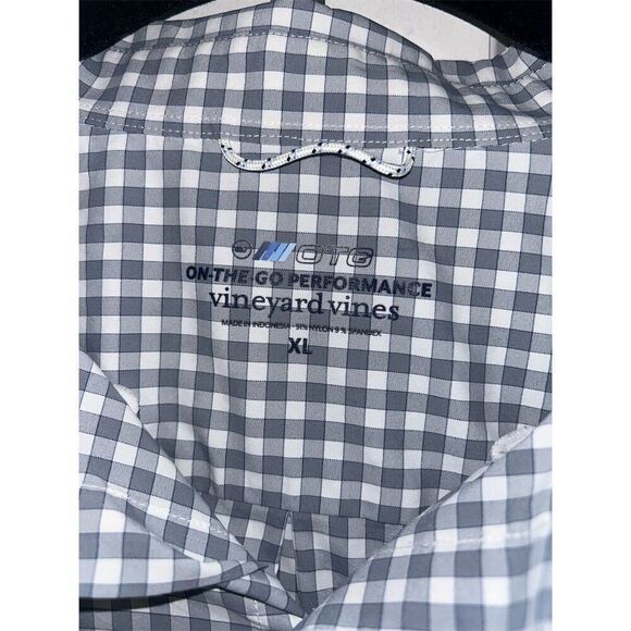 Vineyard Vines Men's XL gray and white  Check Long Sleeve Button-Up Shirt - Picture 4 of 6